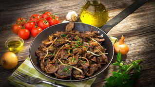 Рецепт Печень говяжья, жаренная с луком