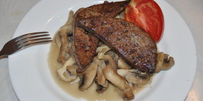 Рецепт печень с грибами