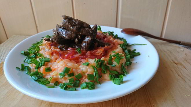 Рецепт Печень с овощным пюре