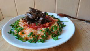 Рецепт Печень с овощным пюре