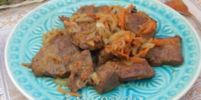 Рецепт печень свиная жареная с луком и морковью