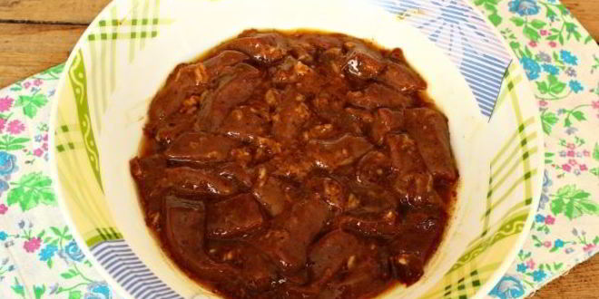 Рецепт свиная печень, тушенная в томатно-соевом соусе