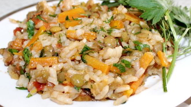 Рецепт Ароматный плов с чечевицей