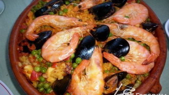 Рецепт Паэлья с морепродуктами paella de mariscos