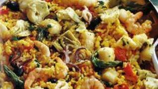 Рецепт Паэлья с рыбой и креветками