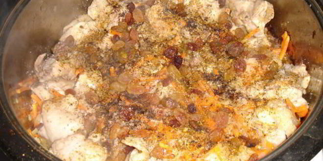 Рецепт плов из курицы с изюмом