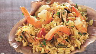 Рецепт Плов с креветками и мидиями