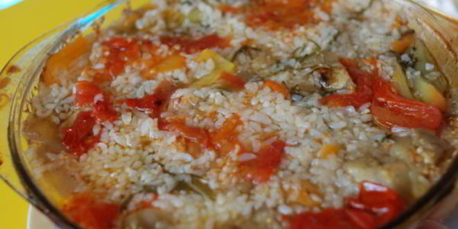 Рецепт мясное рагу с баклажанами, перцем и помидорами