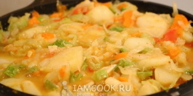 Рецепт овощное рагу из кабачков, картошки и капусты