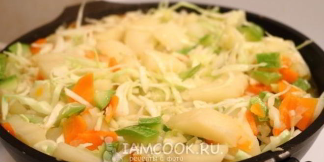 Рецепт овощное рагу из кабачков, картошки и капусты