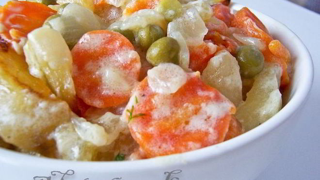 Рецепт Овощное рагу под белым соусом Аллеманд