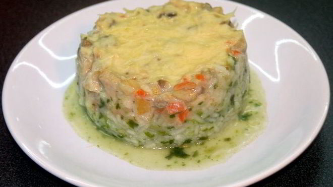 Рецепт Овощное рагу с айвой на рисово-шпинатной подушке