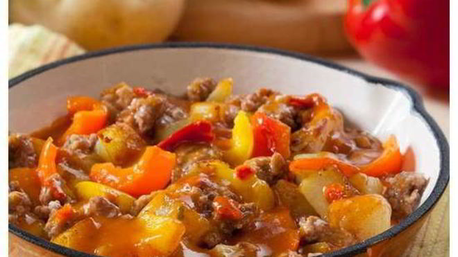 Рецепт Овощное рагу с фаршем в сливках
