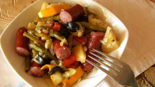 Рецепт Овощное рагу с охотничьими колбасками