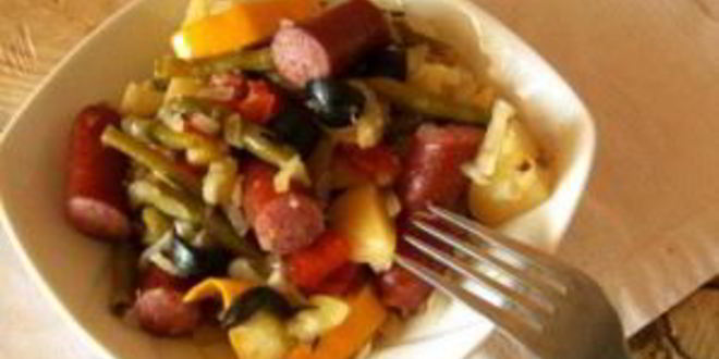 Рецепт овощное рагу с охотничьими колбасками