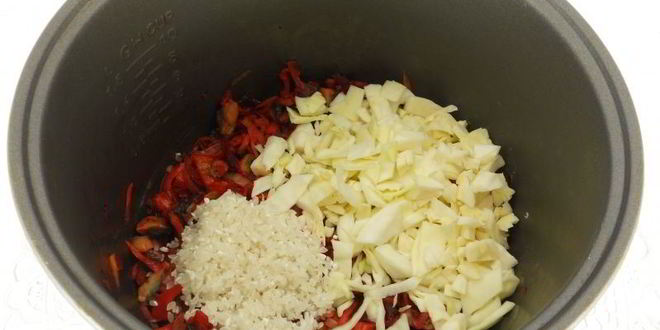 Рецепт овощное рагу с рисом и шампиньонами в мультиварке