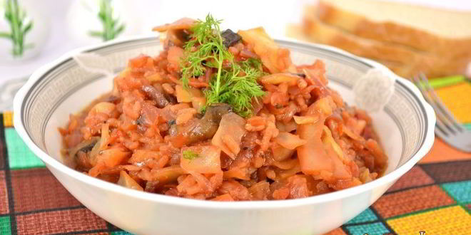 Рецепт овощное рагу с рисом и шампиньонами в мультиварке