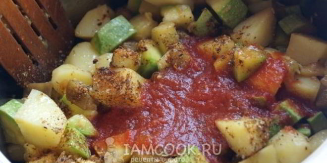 Рецепт овощного рагу со свининого