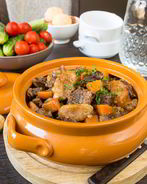 Рагу из говядины с грибными клецками