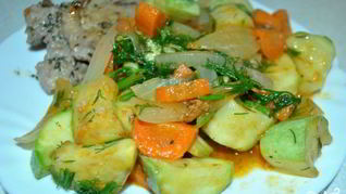 Рецепт Рагу из кабачков и помидоров