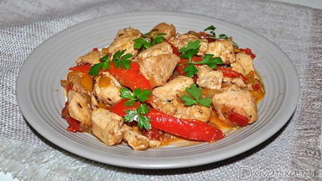 Рецепт Рагу из куриного филе со сладким перцем