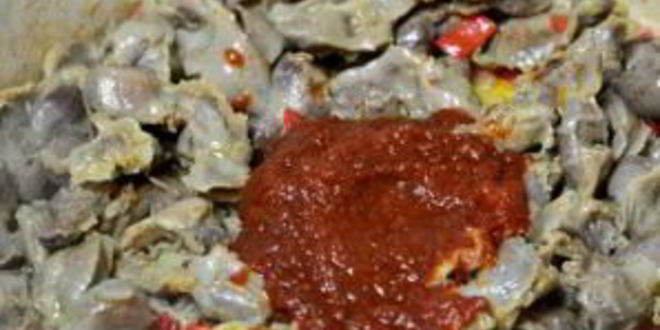 Рецепт рагу из куриных желудков