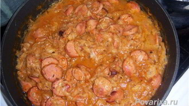 Рецепт Рагу из сосисок с овощами и грибами