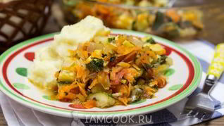 Рецепт Запеченного рагу иза кабачкова в духовке