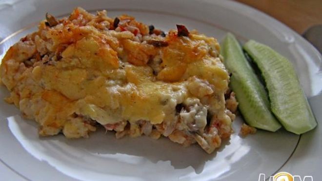 Рецепт Запеканка фрикасе из курицы