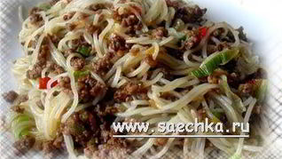 Рецепт Рисовая лапша с фаршем и овощами