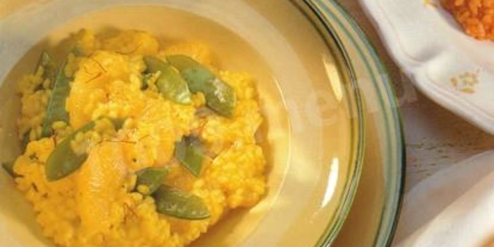 Как приготовить ризотто с апельсинами, сахарным горошком и шафраном