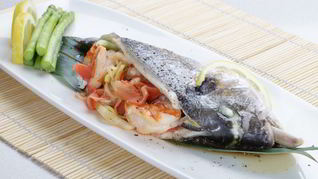 Рецепт Дорада на пару с креветками