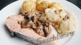 Рецепт Форель с грибным соусом