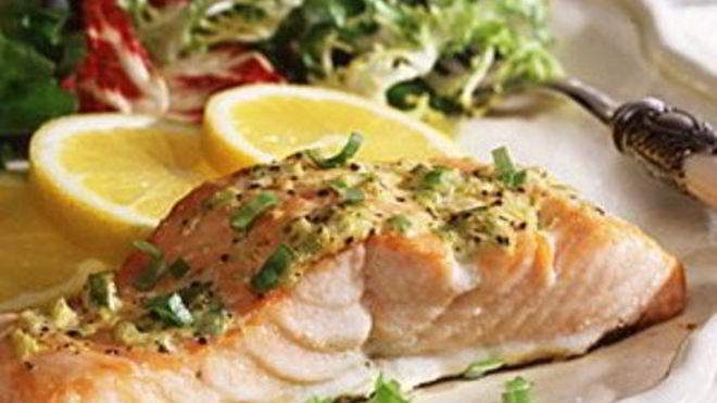 Рецепт Лосось, запеченный в сливках