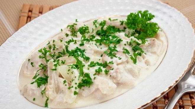 Рецепт Минтай жареный в сметане