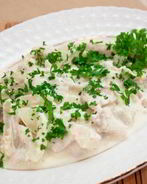 Минтай жареный в сметане