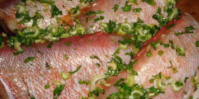 Рецепт морской окунь, запеченный в вине