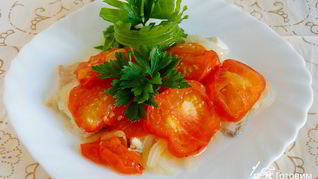 Рецепт Рыба с луком и помидорами