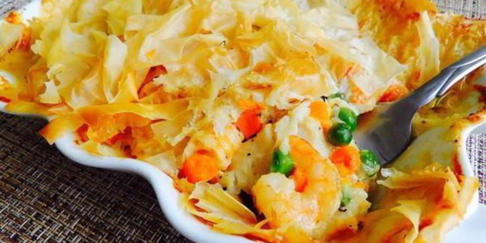 Как приготовить рыба с овощами, запеченная под тестом фило