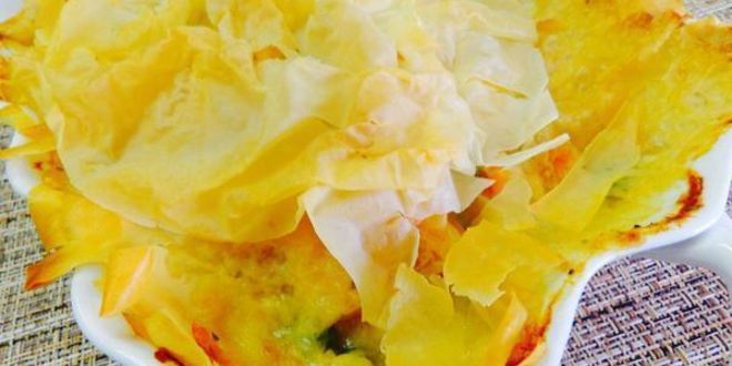 Рецепт рыба с овощами, запеченная под тестом фило