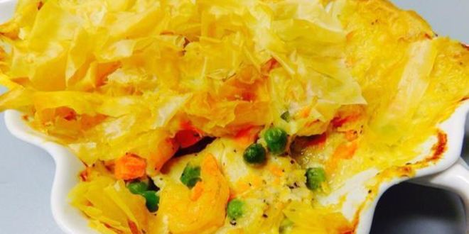 Рецепт рыба с овощами, запеченная под тестом фило