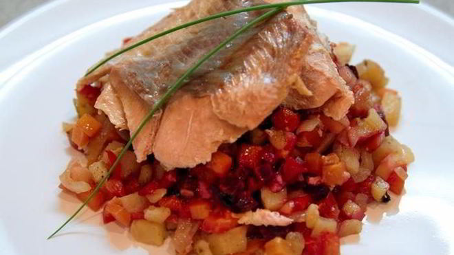 Рецепт Рыба с овощами, запеченная в фольге