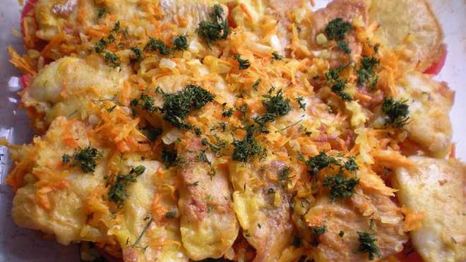 Рецепт Рыба запеченная с овощами