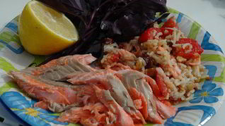 Рецепт Семга на гриле, фаршированная рисом