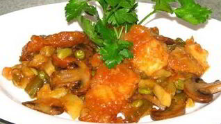 Рецепт Тунец с грибами под красным соусом