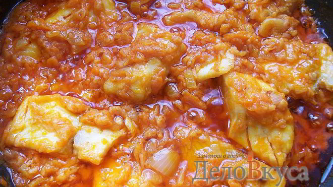 Рецепт Тушеная рыба в томатном соусе