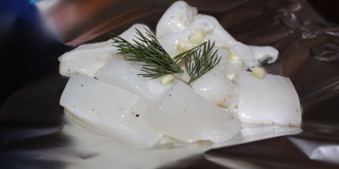 Рецепт запеченная в фольге каракатица с кабачками