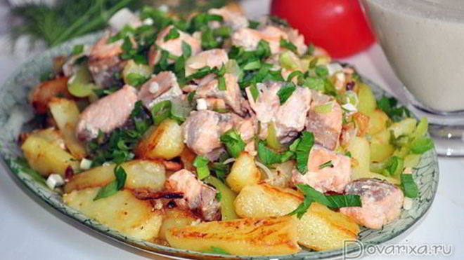 Рецепт Жареная красная рыба с картошкой