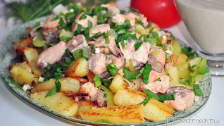 Рецепт Жареная красная рыба с картошкой