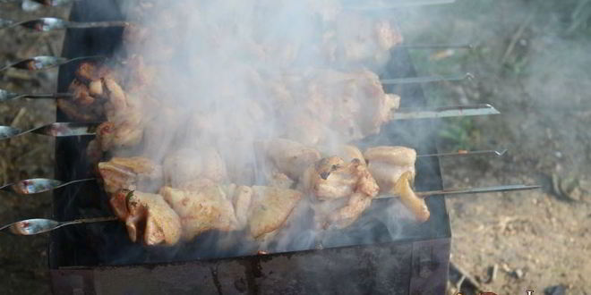 Рецепт куриный шашлык в томатах и пряной зелени